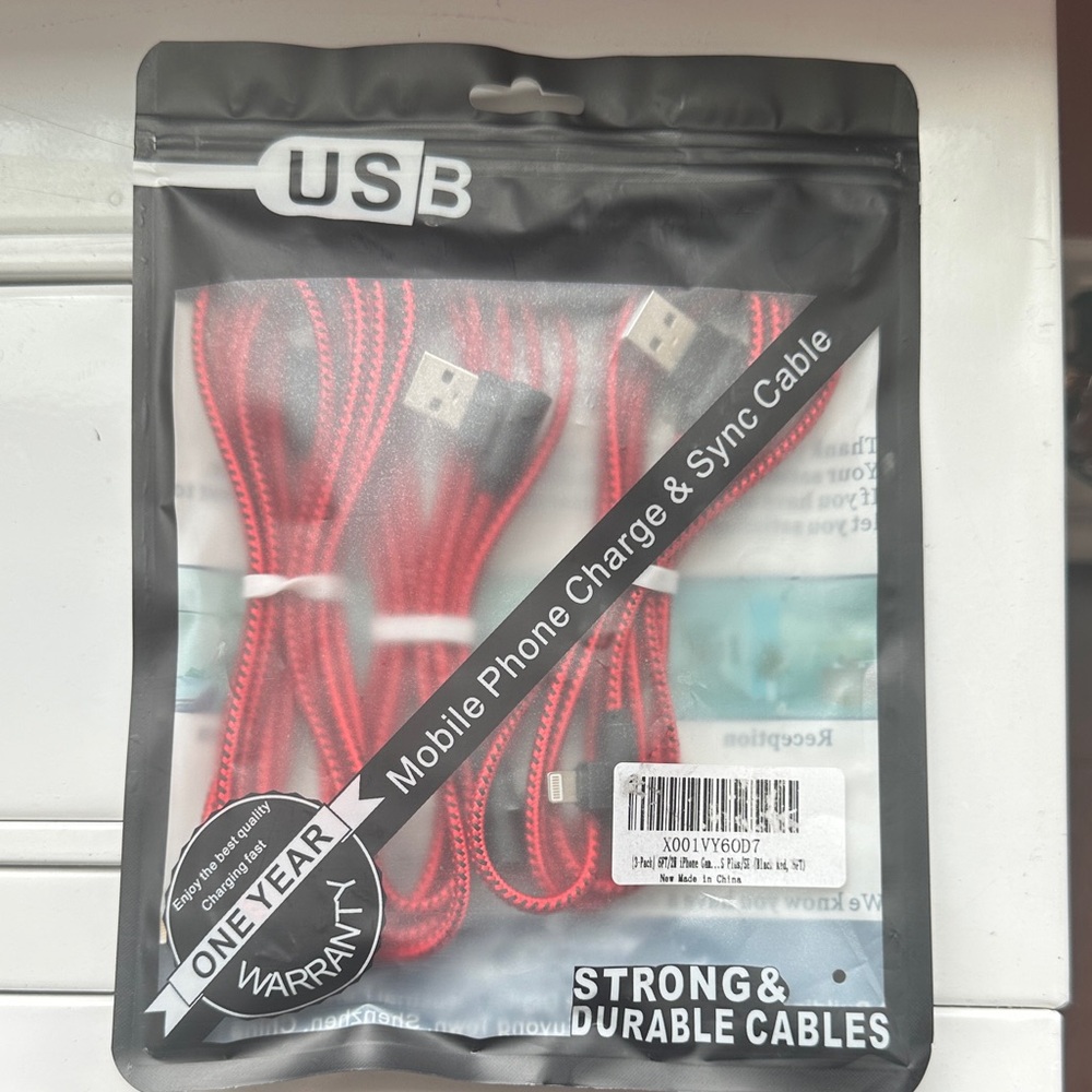 USB Red Mobile Phone Charge & Sync Cable